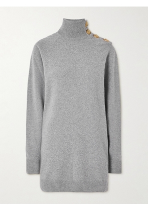 Balmain - Embellished Cashmere And Virgin Wool-blend Mini Dress - Gray - FR 34,FR 36,FR 38,FR 40,FR 42,FR 44