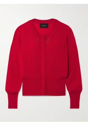 Simone Rocha - Bead-embellished Cashmere Cardigan - Red - x small,small,medium,large