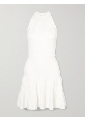 Balmain - Ribbed Pointelle-knit Mini Dress - White - FR 34,FR 36,FR 38,FR 40,FR 42,FR 44
