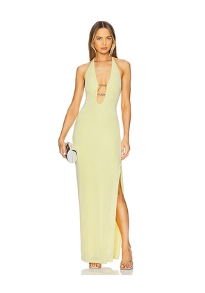 MISHA Yesenia Slinky Maxi Dress in Yellow. Size L. Also in XS, S, M, XXL.