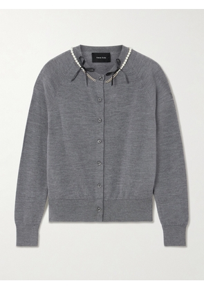 Simone Rocha - Embellished Merino Wool And Silk-blend Cardigan - Gray - x small,small,medium,large