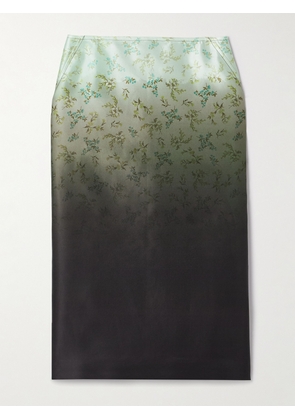 Jil Sander - Dégradé Floral-print Silk-satin Midi Skirt - Green - DK34,DK36,DK38
