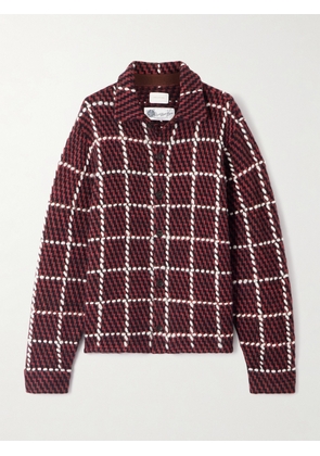 Aimé Leon Dore - Embroidered Checked Merino Wool-blend Cardigan - Blue - x small,small,medium