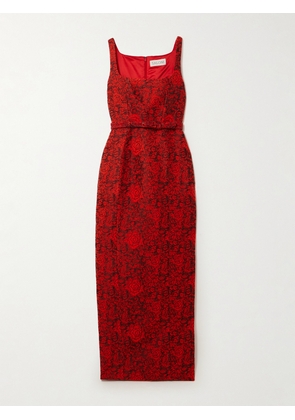 Saloni - Bora Belted Brocade Gown - Red - UK 4,UK 6,UK 8,UK 10,UK 12,UK 14,UK 16