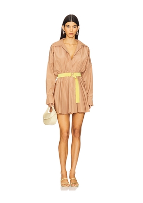 Norma Kamali Super Oversized Shirt Mini Dress in Tan. Size M. Also in XXS, XS.
