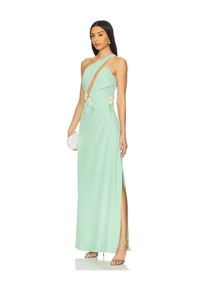 LA FUORI Calypso Front Cutout Gown in Teal. Size L. Also in S, XS, M.