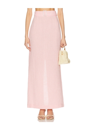 MATTHEW BRUCH Belted Maxi Pencil Skirt in Blush. Size 2. Also in 4, 6, 8.
