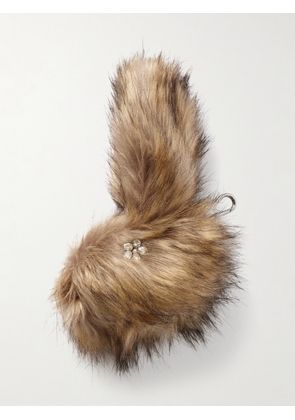 Simone Rocha - Crystal-embellished Leather-trimmed Plush Coin Purse Charm - Brown - One size