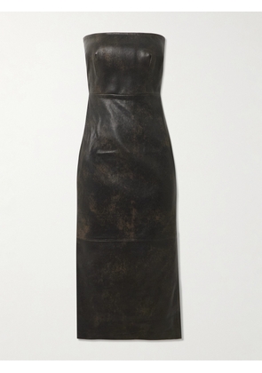 Alex Perry - Strapless Leather Midi Dress - Brown - UK 6,UK 8,UK 10,UK 12