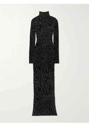 Alex Perry - Devoré-velvet Turtleneck Gown - Black - UK 6,UK 8,UK 10,UK 12,UK 14