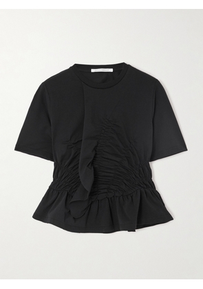 Cecilie Bahnsen - Ruched Stretch-cotton Jersey T-shirt - Black - x small,small,medium,large,x large
