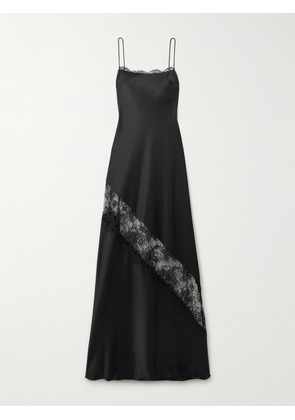 Alex Perry - Lace-trimmed Satin Gown - Black - UK 6,UK 8,UK 10,UK 12