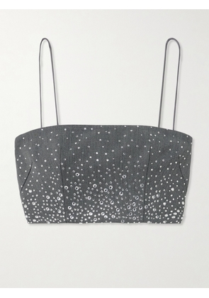 Alex Perry - Crystal-embellished Twill Bralette - Gray - UK 6,UK 8,UK 10,UK 12,UK 14