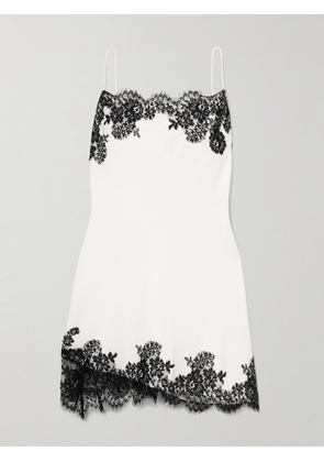 Alex Perry - Lace-trimmed Satin-crepe Mini Dress - White - UK 6,UK 8,UK 10,UK 12