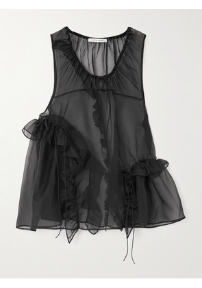 Cecilie Bahnsen - Orsalina Ruffled Silk-organza Top - Black - UK 6,UK 8,UK 10,UK 12,UK 14