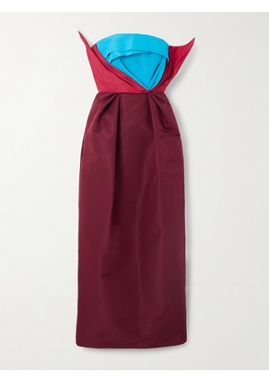 Christopher John Rogers - Strapless Color-block Silk-taffeta Gown - Burgundy - US0,US2,US4,US6,US8,US10,US12,US14