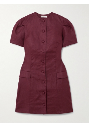 Faithfull - Emma Linen Mini Dress - Burgundy - x small,small,medium,large,x large