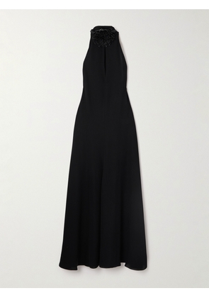 Alaïa - Cut-out Embellished Leather-trimmed Crepe Midi Dress - Black - FR 34,FR 36,FR 38,FR 40,FR 42,FR 44