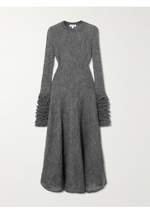 Alaïa - Ruffled Mohair-blend Midi Dress - Gray - FR 34,FR 36,FR 38,FR 40,FR 42,FR 44