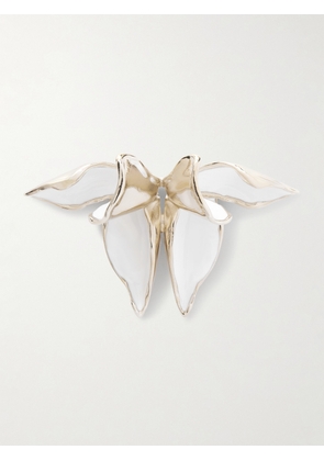 Erdem - Flower Gold-tone And Enamel Brooch - White - One size