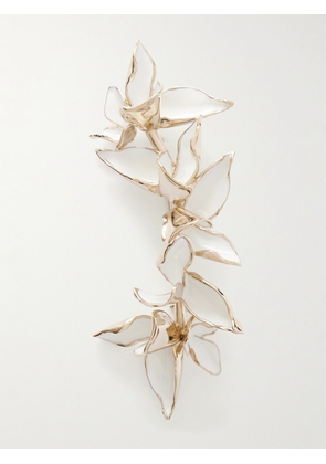Erdem - Flower Gold-tone And Enamel Brooch - White - One size