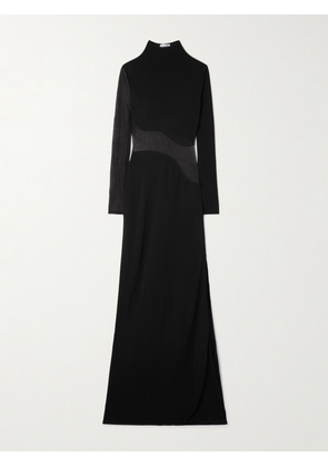 Alaïa - Silk Mesh-trimmed Crepe Gown - Black - FR 34,FR 36,FR 38,FR 40,FR 42