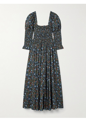 DÔEN - Bijou Shirred Floral-print Organic Cotton-voile Midi Dress - Multi - xx small,x small,small,medium,large,x large,xx large