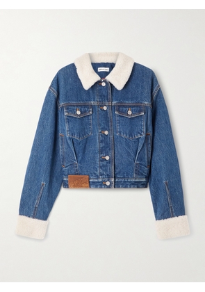 BALLY - Cropped Shearling-trimmed Padded Denim Jacket - Blue - IT38,IT40,IT42,IT44,IT46,IT48