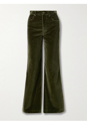 La DoubleJ - Cotton-velvet Flared Pants - Green - 25,26,27,28,29,30