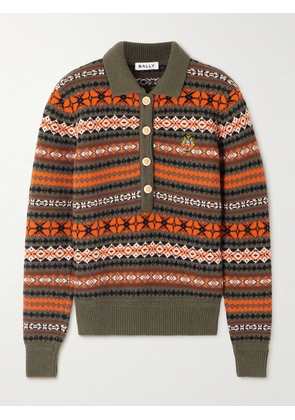 BALLY - Jacquard-knit Wool Polo Sweater - Orange - IT36,IT38,IT40,IT42,IT44,IT46,IT48