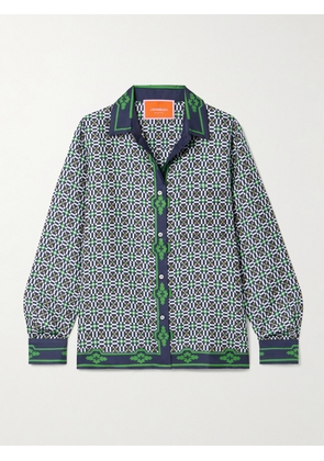 La DoubleJ - Icon Boy Printed Silk-twill Shirt - Blue - xx small,x small,small,medium,large,x large