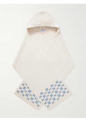 Calle Del Mar - Winter Hooded Fair Isle Cashmere Scarf - Cream - One size