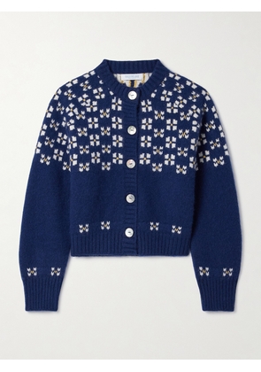 Calle Del Mar - Fair Isle Cashmere Cardigan - Blue - x small,small,medium,large,x large