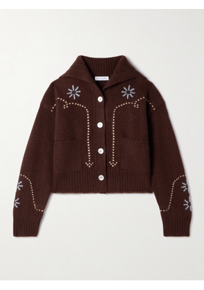 Calle Del Mar - Intarsia-knit Cashmere Cardigan - Brown - x small,small,medium,large,x large