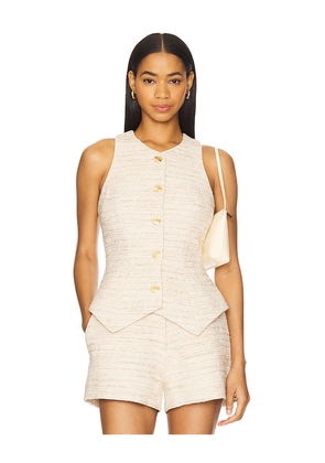 MATTHEW BRUCH Tweed Vest in Beige. Size 10. Also in 2, 4, 6.