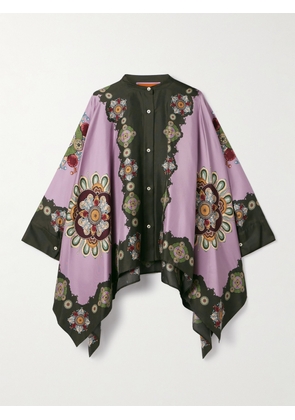 La DoubleJ - Icon Foulard Draped Printed Silk-twill Shirt - Purple - xx small,x small,small,medium,large,x large