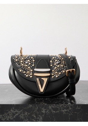 Versace - Virtus Small Studded Leather Shoulder Bag - Black - One size