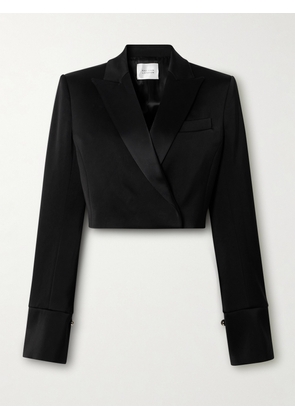 Galvan - Strata Cropped Double-breasted Duchesse-satin Blazer - Black - FR 34,FR 36,FR 38,FR 40,FR 42