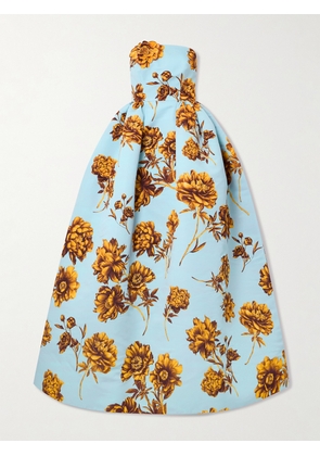 Oscar de la Renta - Strapless Floral-print Faille Gown - Blue - US4,US6