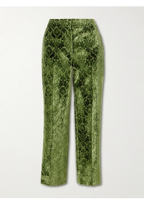 Burberry - Velvet-jacquard Straight-leg Pants - Green - UK 4,UK 8,UK 10,UK 14