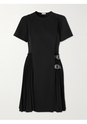 Burberry - Buckle-embellished Pleated Twill Mini Dress - Black - UK 6,UK 8,UK 10,UK 12,UK 14,UK 16