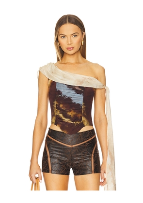 Kim Shui Jake Silk Top in Brown. Size M. Also in S.