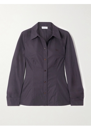 Burberry - Embroidered Cotton-poplin Shirt - Purple - UK 4,UK 6,UK 8,UK 10,UK 12,UK 14,UK 16