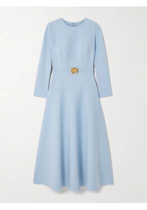 Oscar de la Renta - Embellished Belted Wool-blend Midi Dress - Blue - US0,US2,US4,US6,US8,US10,US12