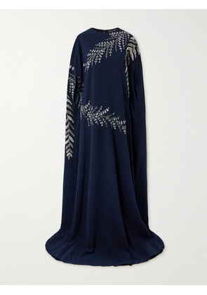 Oscar de la Renta - Embellished Stretch-silk Georgette Gown - Blue - x small,small,medium,large,x large