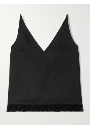 FFORME - Emory Fringed Satin Tank - Black - IT38,IT40,IT42,IT44,IT46
