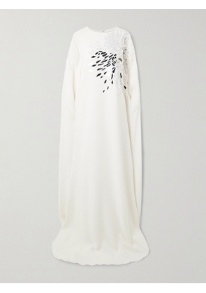 Oscar de la Renta - Embellished Stretch-silk Georgette Gown - Ivory - x small,small,medium,large,x large