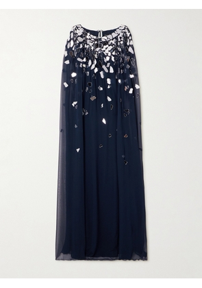 Oscar de la Renta - Embellished Silk-chiffon Gown - Blue - x small,small,medium,large,x large