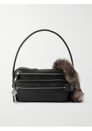Acne Studios - Small Shearling-trimmed Leather Shoulder Bag - Black - One size