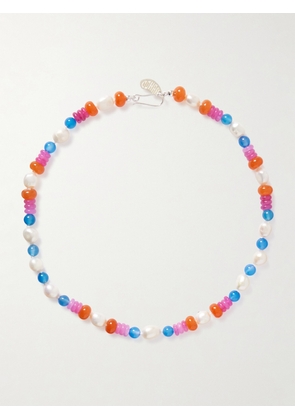 Gohar World - Turkish Delight Silver Multi-stone And Silk Necklace - One size